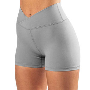 Women crossover <b>waistband</b> yoga shorts high waist fitness activewear custom logo gym workout clothing wholesale supplier - Product Image 5
