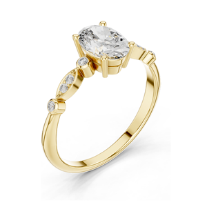 Bague de luxe en diamant naturel taille ovale 1 carat pour femme, clarté VVS-VS EF, or rose, jaune et blanc 18K, 14K, 10K, pour mariage et fiançailles - Product Image 5