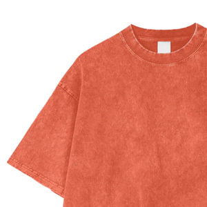 Camiseta de gran tamaño con estampado de algodón 100% lavado a la piedra para hombre, ropa de calle recortada con ajuste cuadrado, transpirable de alta calidad lavada con ácido personalizada - Product Image 2