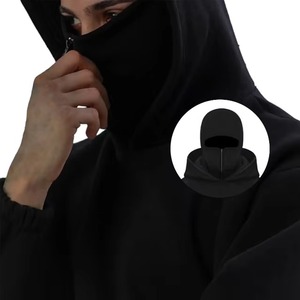 <b>Men's</b> Winter <b>Hoodie</b> 100% Cotton with Balaclava Design and Double Hood for a Customizable Fit in Cold Weather Double Hood <b>Hoodie</b> - Product Image 4