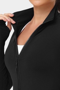 Combinaison de sport à manches longues pour femme, séchage rapide, fermeture éclair, yoga, BBL, jogging, polyester/nylon - Product Image 3