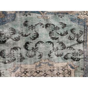 พรมวินเทจขนาด 5.3x9.6 ฟุต, พรม, พรมลายดอกไม้สีน้ำเงินทำจากขนสัตว์ - Product Image 5