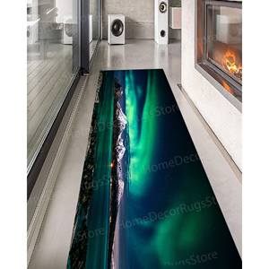 Alfombra de Lana Estampada Aurora - Elegante Diseño de Patchwork con Luces del Norte, Decoración Tradicional Ecológica para el Hogar con Base de Látex - Product Image 5