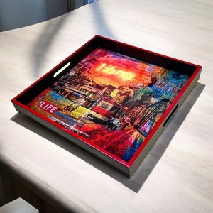 ถาดเคลือบแล็กเกอร์เคลือบเงามันวาวสูงถาดเสิร์ฟของขวัญขึ้นบ้านใหม่สำหรับแขก - Product Image 6