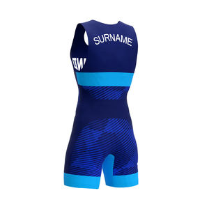 Service OEM bleu Plus Size Blue Wrestling Singlet Personnalisé 100% Polyester Wrestling Singlets - Product Image 2