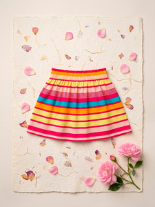 Ensemble de 2 jupes mini mignonnes pour tout-petits et filles - Pack de jupes rayées roses et colorées (tailles 2T-10) - Product Image 4