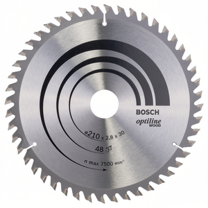 Optiline Carbide-Tipped Wood Circular <b>Saw</b> Blade 48 Teeth Bore 30 mm Kerf 2.8 mm Outer Diameter 210 mm Bosch for Optimal - Product Image 3