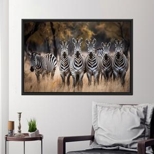 Art sur toile élégant à motif zèbre : design imprimé pour une décoration minimaliste de la maison, 1P : encadré noir - Product Image 1