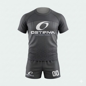 Ostriya International Unisex Sublimated <b>Volleyball</b> Uniform <b>Set</b> Blue Solid Moisture Wicking Athletic Short Sleeve 100%Polyester - Product Image 2