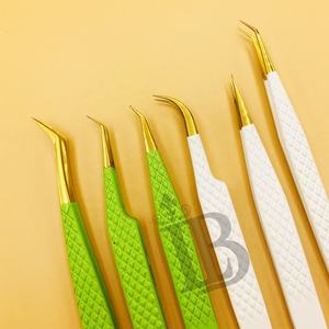 Nouveautés : Pinces à extensions de cils en acier inoxydable durable, design personnalisé, logo privé, courbées pour l'isolation - Product Image 1