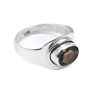 Fournisseur en gros Quartz fumé Gemstone Dainty Ring Bague en argent sterling 925 Dainty Statement Ring Cadeau parfait pour elle Bijoux OEM - Product Image 2
