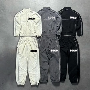 Chándal de gran tamaño con logotipo personalizado, pantalón de chándal holgado de nailon, chándal cortavientos de nailon reflectante de 3m personalizado para hombre - Product Image 1