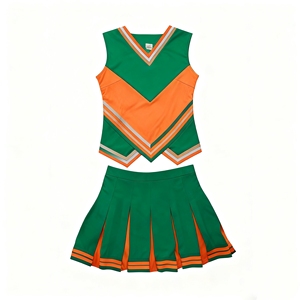 Tenues de cheerleading personnalisées pour femmes adultes et jeunes, haute qualité, imprimé feuille dorée, nom et numéros personnalisés - Product Image 2