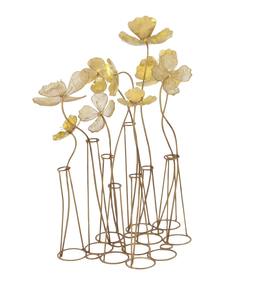 Charmante pièce maîtresse de vase en métal doré avec pièce maîtresse de table décorative au design floral pour l'affichage de cadeaux de bureau à domicile léger - Product Image 6