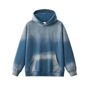 เสื้อฮู้ดดี้ย้อมสีซีดแบบวินเทจ ยี่ห้อ OEM ทรงยูนิเซ็กส์ แบบขาดๆ รุ่ยๆ |   เสื้อฮู้ดดี้สตรีทแวร์ขนาดใหญ่พิเศษ ขายส่ง - Product Image 3