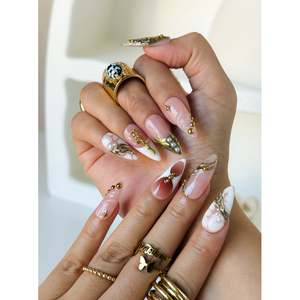 Ongles press-on Golden Rose Elegance, design élégant pour nail art - Product Image 4