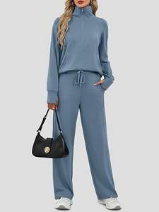 Conjunto Deportivo Informal para Mujer, Lavado Ácido, Transpirable, de Secado Rápido, de Forro Polar, para Viajes de Invierno, Estilo Moderno, de Dos Piezas - Product Image 4