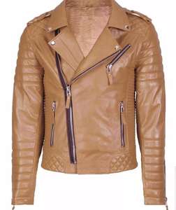 Veste en cuir de vache de style vintage 100% de haute qualité pour hommes, à col montant teint avec haut, fermeture à glissière de qualité supérieure, hiver - Product Image 3