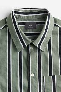 <b>Men's</b> Premium Quality 100% Cotton <b>Flannel</b> <b>Shirts</b> Regular Fit Green Black Striped Half Sleeve Front Chest Pocket Collar Quick Dry - Product Image 6