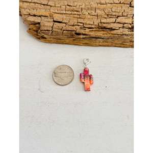 Joyería Navajo Étnica Religiosa Hecha a Mano, Colgantes de Plata de Ley con Turquesa Mohave y Amuleto de Saguaro, Patrón Numérico, Oro Rosa - Product Image 1