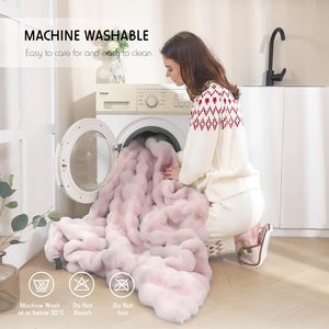 Sang Trọng Dày Mờ Thoải Mái Bong Bóng Chăn, Top Bán Sang Trọng Mùa Đông Faux Lông Chăn - Product Image 6