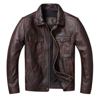 Chaqueta Bomber Larga Formal de Seda Encerada Vintage en Cuero Genuino con Producción Clásica y Acabado Resistente