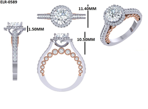 Bague de fiançailles en or blanc 14 carats massif, style vintage classique, avec halo de diamants de laboratoire ronds de 2 carats - Product Image 6