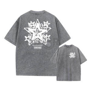 Camiseta Urbana de Algodón para Hombre, Estilo Vintage Lavado, Estampado Urbano, Hip Hop, Retro, Punk, Harajuku, Lavado Ácido, Manga Corta, Informal - Product Image 1