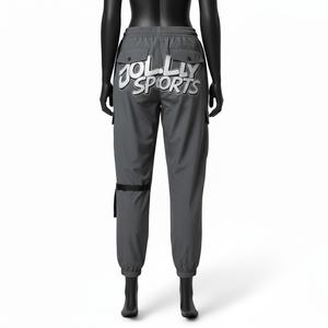 กางเกงวินด์เบรกเกอร์ผู้หญิง ผ้าโพลีเอสเตอร์ทอเนื้อบางเบา 130 GSM กันน้ำ สไตล์คาร์โก้ ปักโลโก้ด้วยความร้อน กางเกงผู้หญิง - Product Image 2