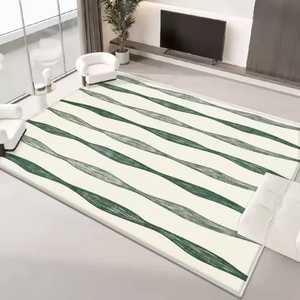 พรมคอตตอนกระจุกคุณภาพสูงทำมือปักลายแอบสแตรกต์สีดำลายเส้นสีขาวสำหรับบ้านห้องนอนสวดมนต์1ชิ้นเป็นมิตรกับสัตว์เลี้ยง - Product Image 3