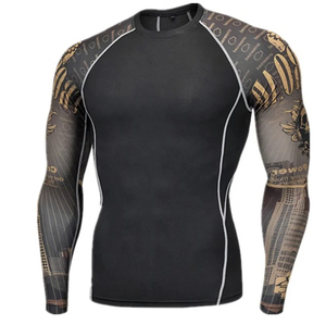 Wholesale Saleh Enterprises Premium Men <b>Compression</b> Shirt Spandex/Polyester Tight Fit Quick Dry Solid Color Sublimation Printed - Product Image 2