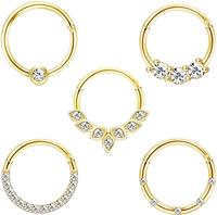 Anneau articulé 16G en acier inoxydable 316L avec zircon cubique pour piercing septum, nez, daith, hélix, cartilage, plaqué or, OEM