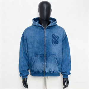 Sudadera con Capucha Corta y Holgada Personalizada OEM para Hombre, Sudadera con Capucha con Cremallera de Felpa Francesa Lavada, Fabricantes de Ropa Personalizada para Hombre - Product Image 2