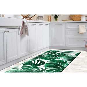 Tapis d'intérieur à motif de feuilles tropicales, tapis à motif de monstera et de palmier, tapis de sol botanique vert, tapis doux non tissé - Product Image 4