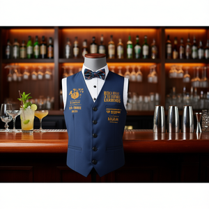 Chaleco de Barman Personalizado de Sarga de Algodón Premium con Logotipo y Colores para Uniformes de Personal de Restaurantes y Bares - Product Image 3