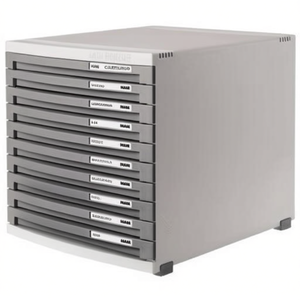 HAN CONTUR 10-<b>Drawer</b> Desktop Organizer Light Gray Polystyrene Housing with Dark Gray <b>Drawers</b> DIN A4 DIN B4 DIN C4 Compatible - Product Image 2