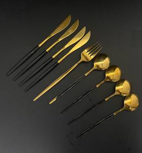 Juego de cubiertos modernos Cubiertos de acero inoxidable de la mejor calidad Pulido con espejo Chapado en oro Utensilio de cocina de metal duradero 2025 - Product Image 1