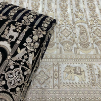 Tissu de qualité supérieure pour kurta, koti, sherwani, en georgette de renard tissée de poids moyen, enduite de PA, broderie, travail à plusieurs fils
