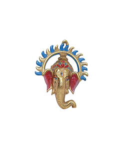 Vintage Style Ganesha Idol Statue Aluminium and Brass Wall Hanging for Door or Wall <b>Decor</b> Gift Idea - Product Image 1