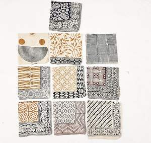 Hand Block Printed Organic Cotton <b>Bandana</b> Scarves Set Of 10 <b>Paisley</b> - Product Image 1