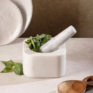 Natural Travertine Luxury Stone <b>Mortar</b> and Pestle Set Ribbed Design Durable Kitchen Tool for Grinding Spices Herbs Elegant Decor - Product Image 5