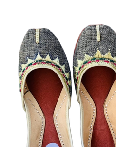 Khussa de hilo gris informal para mujer, ropa informal bordada - Product Image 3