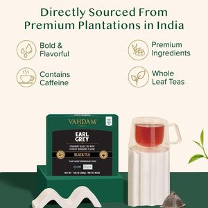 VAHDAM, Earl Grey Black <b>Tea</b> Bags (100 Count) Medium Caffeine - Product Image 2