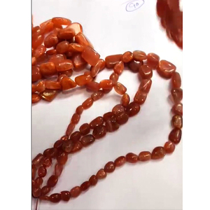 12 brins de pépites ovales de pierre de soleil naturelle perles lisses 2700 ct lot Iroc ventes 16 pouces de longueur perles de pierre de soleil orange - Product Image 2