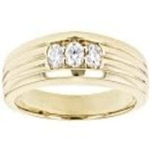 Bague de mariage classique pour homme en argent sterling plaqué or 14 carats avec moissanite taille brillant de 0,30 carats, cadeau idéal pour lui, pour les fêtes - Product Image 1