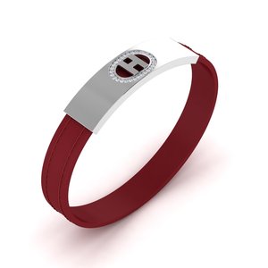 Diamond Casual <b>Bracelet</b> with Premium <b>Red</b> Genuine Leather Radiant Gold Accent Gold Plated Touch Diamonds for Everyday Wear - Product Image 2
