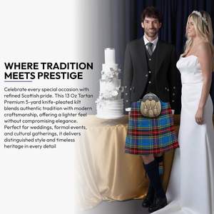 Kilt écossais pour homme en tissu acrylique de haute qualité de 13 oz à motif tartan moderne MacBeth, avec bretelles en cuir réglables, 5 yards - Product Image 6