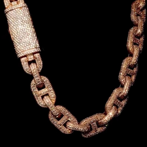 Moissanite Cuban Link <b>Chain</b> Gift for Men's 15mm Round Cut <b>Iced</b> <b>Out</b> Hip Hop Style Rhodium Plated Wedding 925 Sterling Silver - Product Image 5