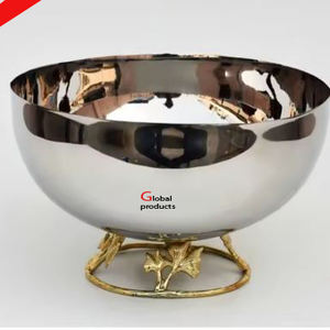 Tazón de servicio de acero inoxidable de metal con acabado dorado de aspecto real para restaurante y bar de hotel - Product Image 3