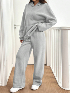 ชุดกีฬา2ชิ้นสำหรับผู้หญิงชุดวอร์มพิมพ์ลายของคุณเองชุดวอร์มผ้าฝ้ายทรงโอเวอร์ไซส์และเซ็ทมีฮู้ด - Product Image 6